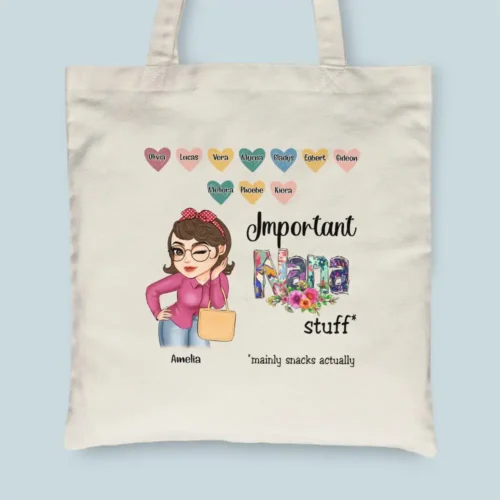 Important Nana Stuff – Tote Bag – Birthday, Mother’s DayGift From Grandma, Mimi, Gigi, Mom, Aunt
